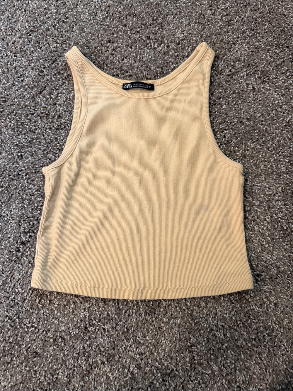 Zara Beige Ribbed Tank Top